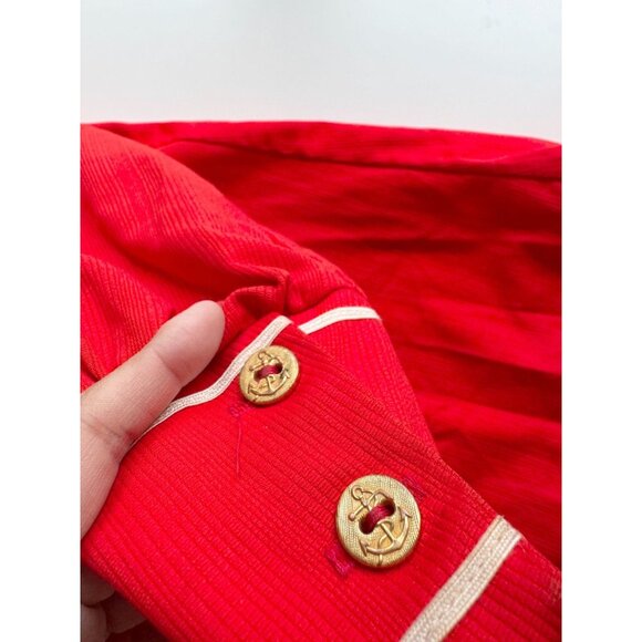 Vintage Girl's BAAL OF CANADA Red Puff Sleeve A-Line Nautical Dress, Size 9-10 - Picture 7 of 11